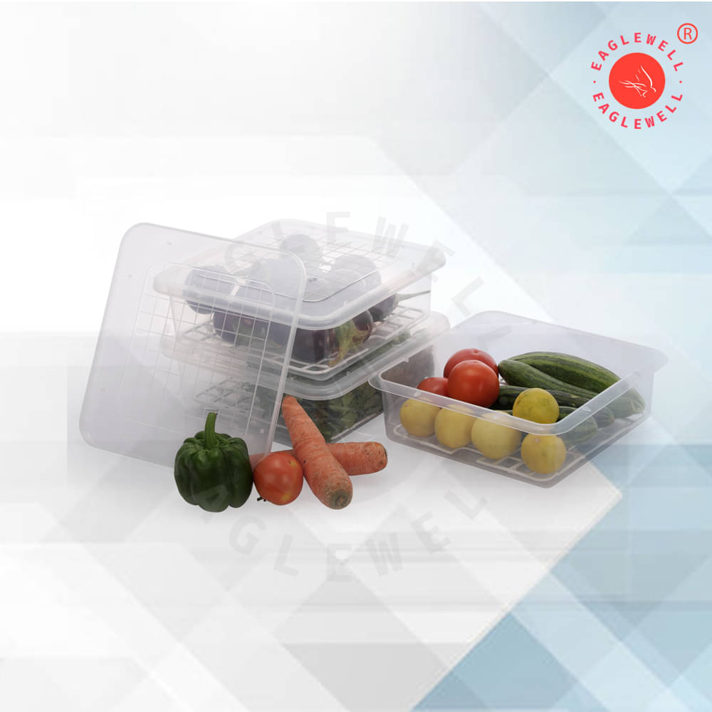     			EagleWell Fridge Container Plastic Transparent Food Container ( Set of 3 )