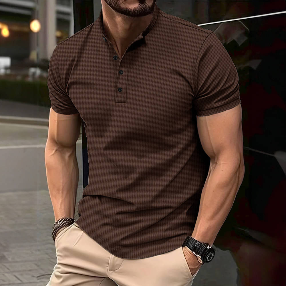     			Eyebogler Men Polyester Regular Fit Solid Polo T Shirt ( Brown )