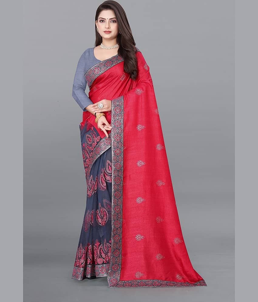 JULEE Silk Embellished Saree With Unstitched Blouse Piece ( Pink ) - Sarees | Buy online on ZillyBuy