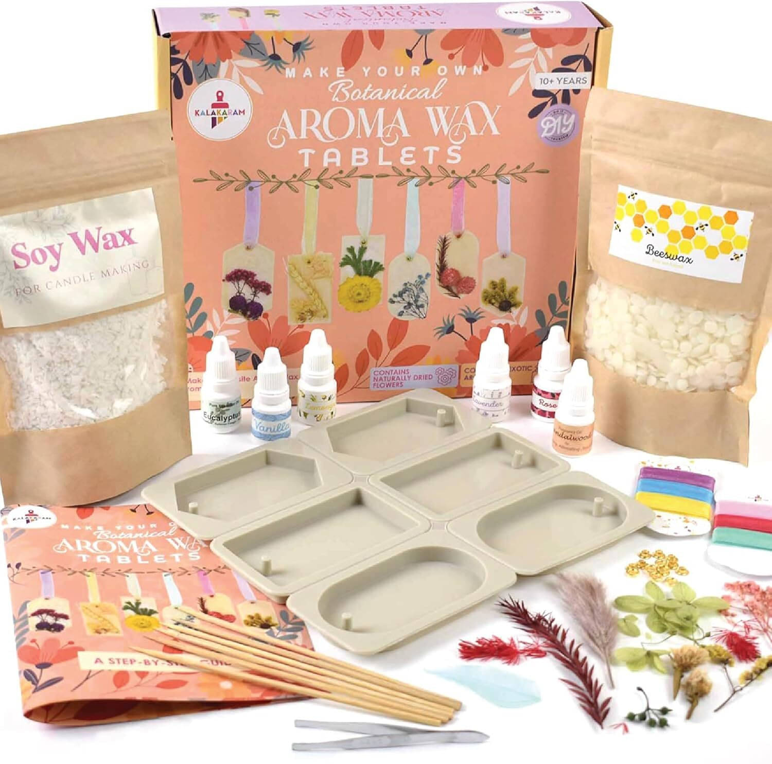     			Kalakaram Botanical Aroma Wax Tablet Making Kit, Floral Fragrance Wax Tablets, DIY Kit