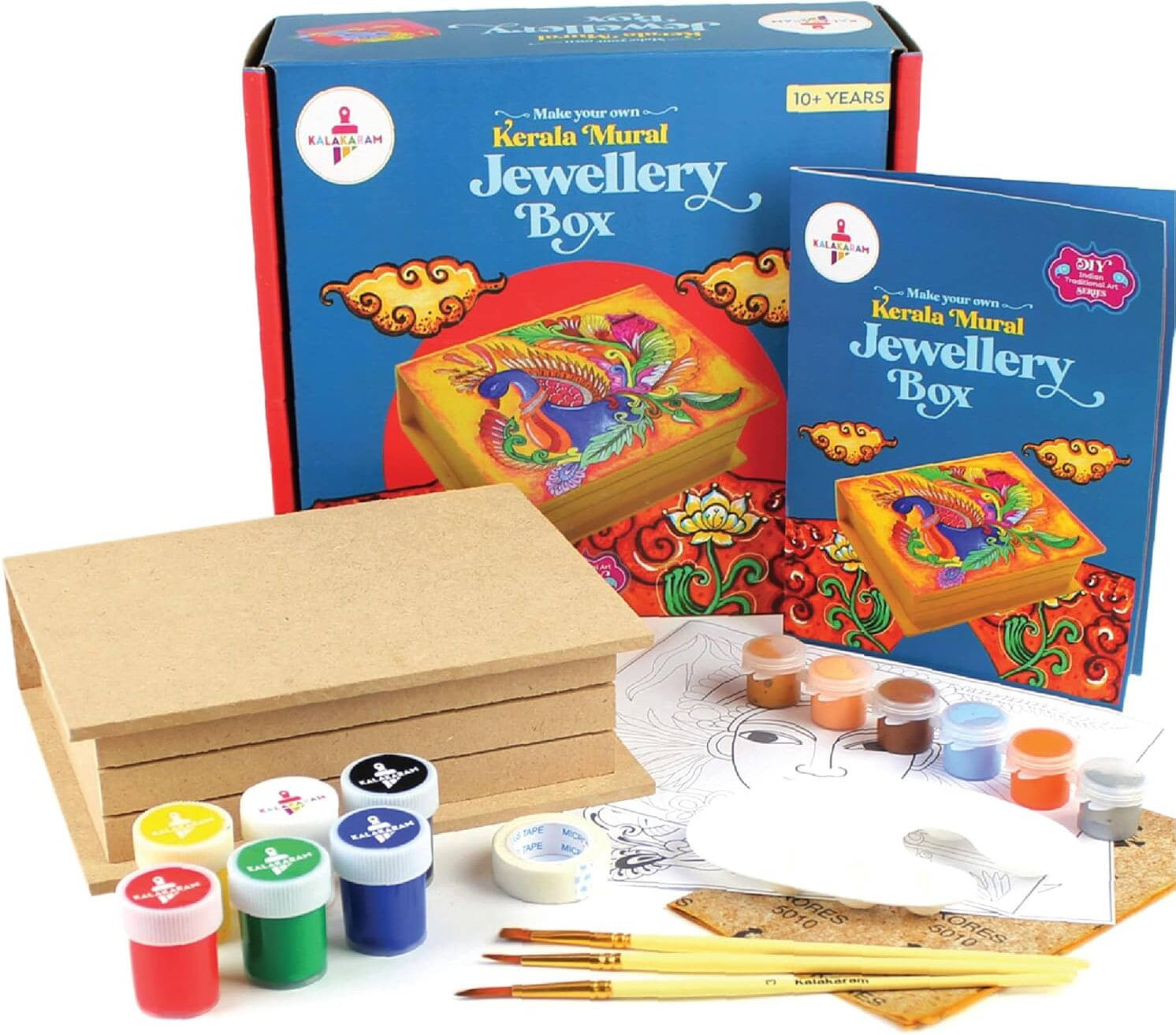     			Kalakaram Kerala Mural Jewellery Box Painting Kit for Boys and Girls, Traditional Kit