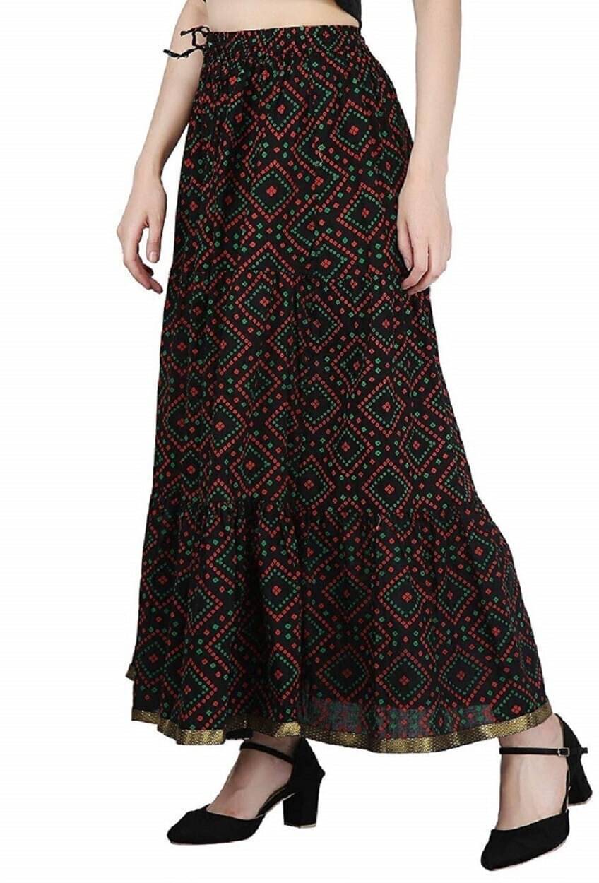     			Kumbhaj Black Cotton Women's A-Line Skirt ( Pack of 1 )
