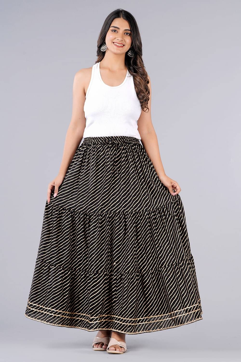     			Kumbhaj Black Viscose Women's Flared Skirt ( Pack of 1 )