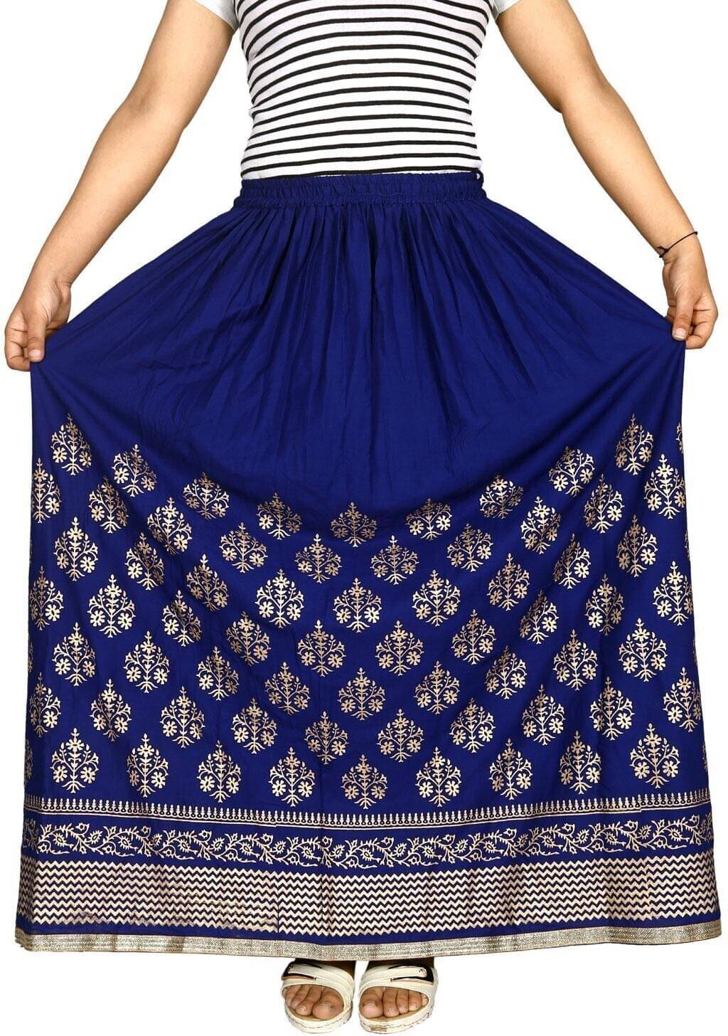    			Kumbhaj Blue Viscose Women's A-Line Skirt ( Pack of 1 )