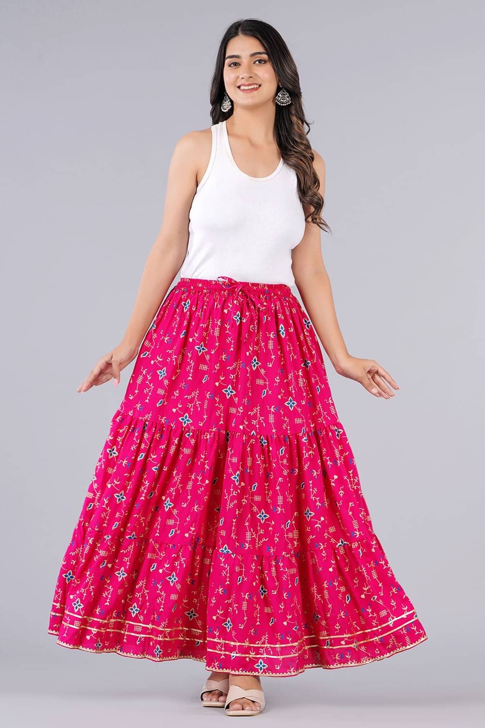     			Kumbhaj Dark Blue Viscose Women's Flared Skirt ( Pack of 1 )