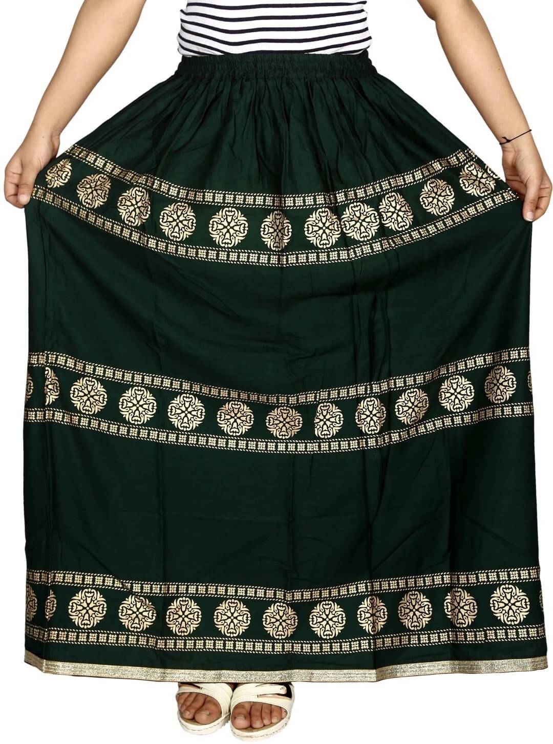     			Kumbhaj Green Viscose Women's A-Line Skirt ( Pack of 1 )