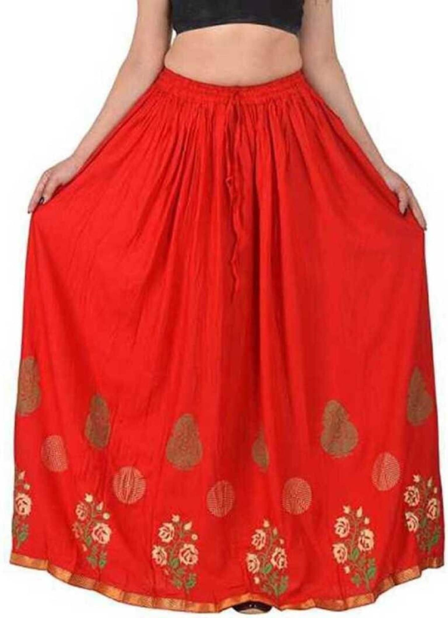 Kumbhaj Red Cotton Women's Flared Skirt ( Pack of 1 ) Kumbhaj Red Cotton Women's Flared Skirt ( Pack of 1 )