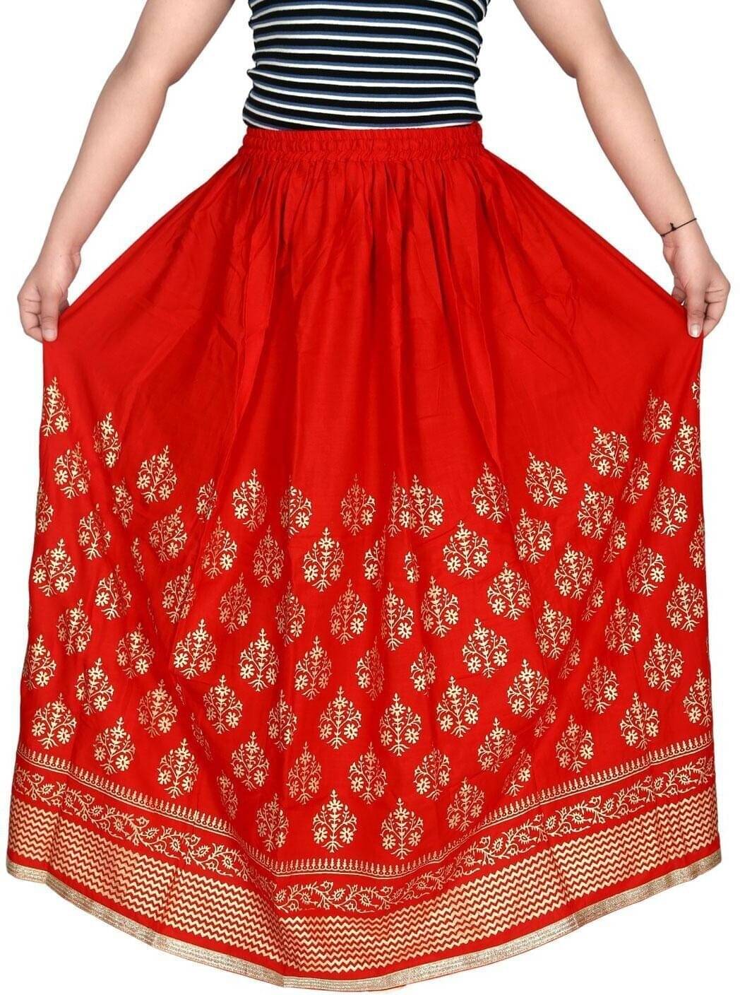 Kumbhaj Red Viscose Women's A-Line Skirt ( Pack of 1 ) Kumbhaj Red Viscose Women's A-Line Skirt ( Pack of 1 )
