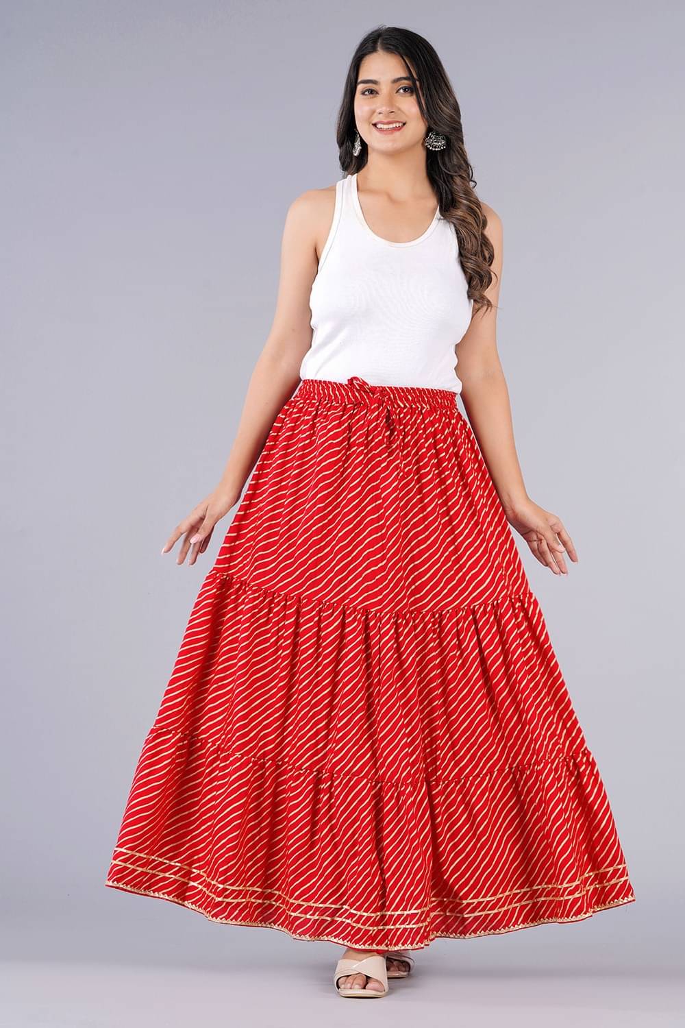    			Kumbhaj Red Viscose Women's Flared Skirt ( Pack of 1 )