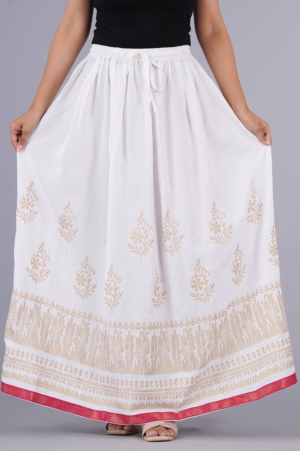 Kumbhaj White Viscose Women's Flared Skirt ( Pack of 1 ) Kumbhaj White Viscose Women's Flared Skirt ( Pack of 1 )