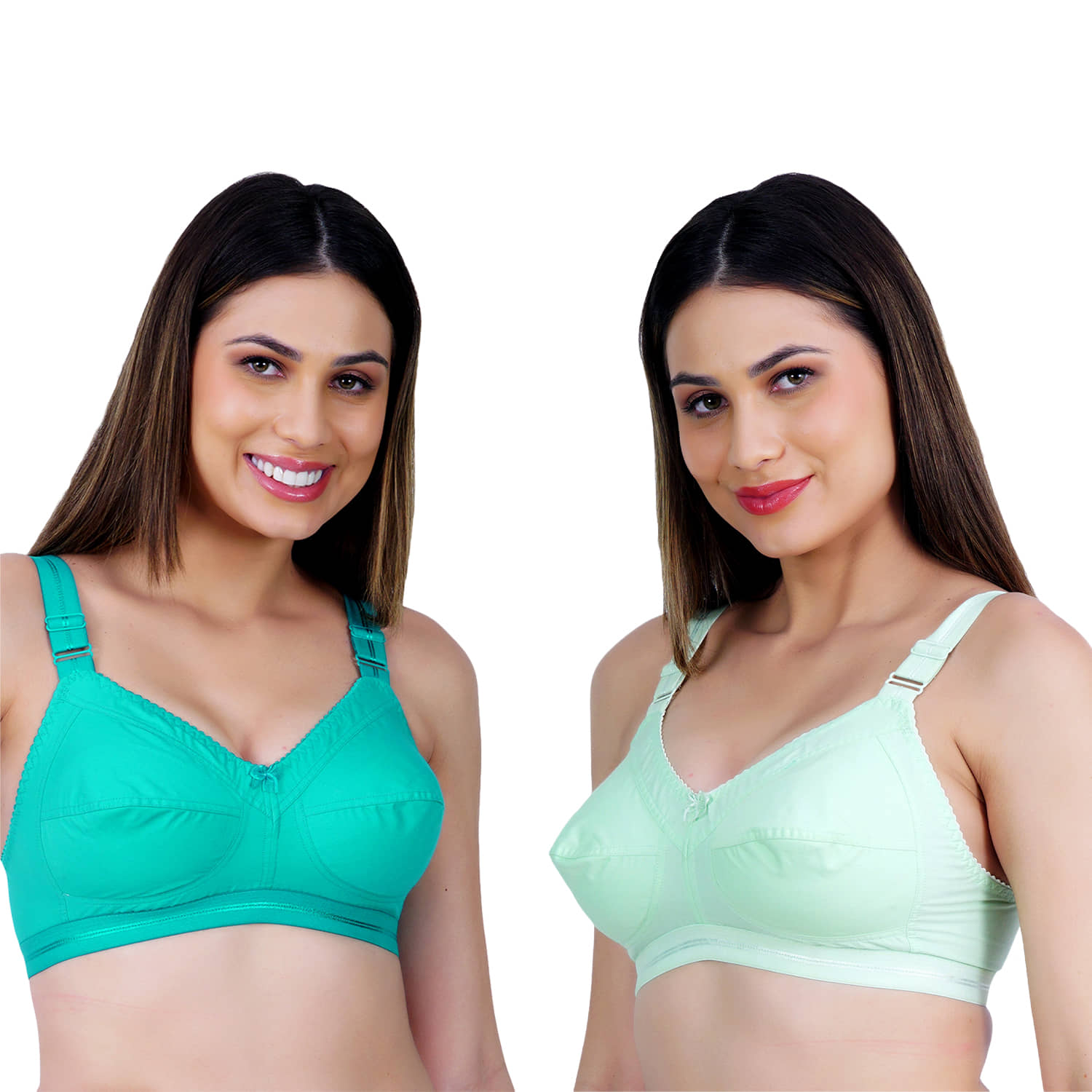 Ladyland Pack of 2 Cotton Non Padded Everyday Bra For Women ( Multicolor )