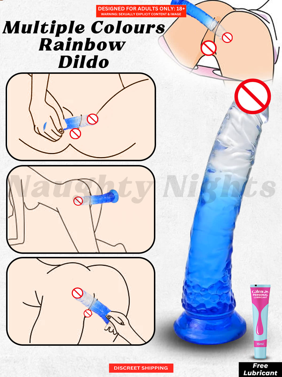 Mood-Enhancing Rainbow Ride Dildo with Raised Veins for Lifelike Sensations