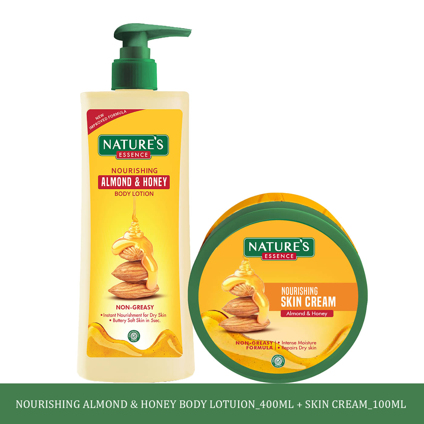     			Nature's Essence Almond and Honey Nourishing Body Lotion 400ml + Skin Cream 100ml (Pack of 2)