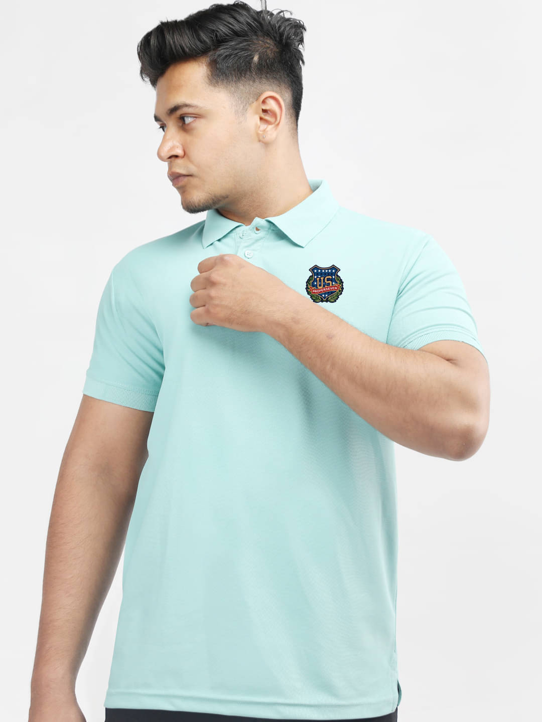 PROPERSEVEN Men Polyester Regular Fit Solid Polo T Shirt ( Sea Green ) PROPERSEVEN Men Polyester Regular Fit Solid Polo T Shirt ( Sea Green )