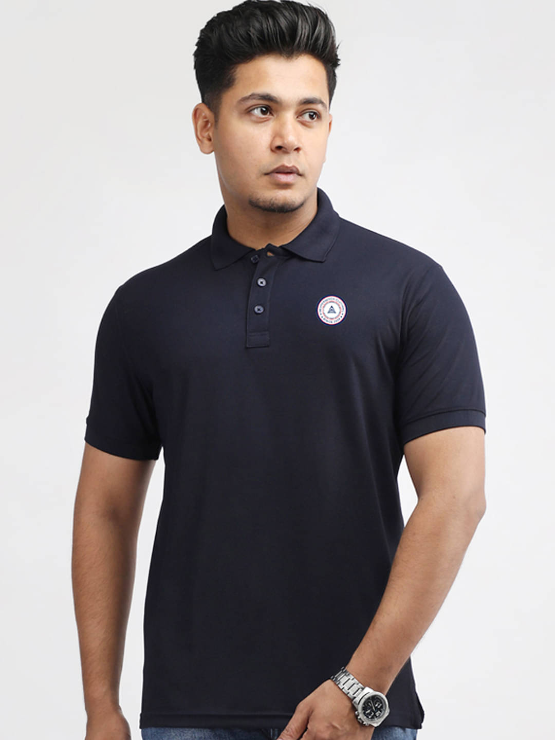 PROPERSEVEN Men Polyester Regular Fit Solid Polo T Shirt ( Navy Blue ) PROPERSEVEN Men Polyester Regular Fit Solid Polo T Shirt ( Navy Blue )