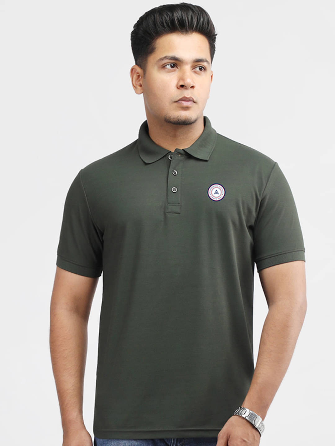     			PROPERSEVEN Men Polyester Regular Fit Solid Polo T Shirt ( Olive )