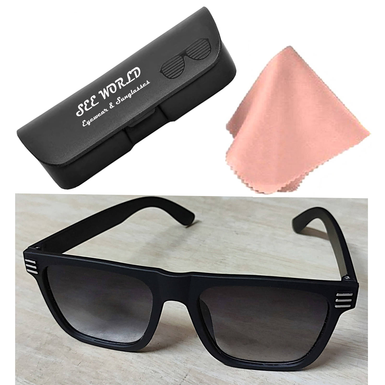 SEE-WORLD Black Rectangular Sunglasses ( Pack of 1 ) SEE-WORLD Black Rectangular Sunglasses ( Pack of 1 )