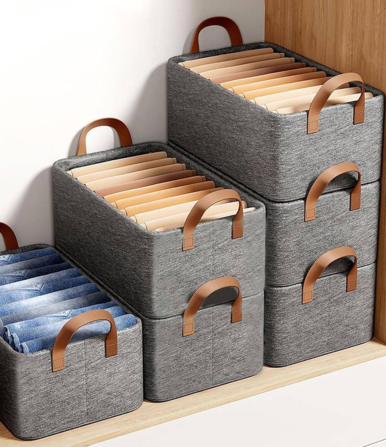 SKYVILLA 26 Litre Storage Box With Lid Clothes Storage Box With Lid Folding Storage Box With Handles Durable Clothes Basket For Blanket Space-saving Storage SKYVILLA 26 Litre Storage Box With Lid Clothes Storage Box With Lid Folding Storage Box With Handles Durable Clothes Basket For Blanket Space-saving Storage