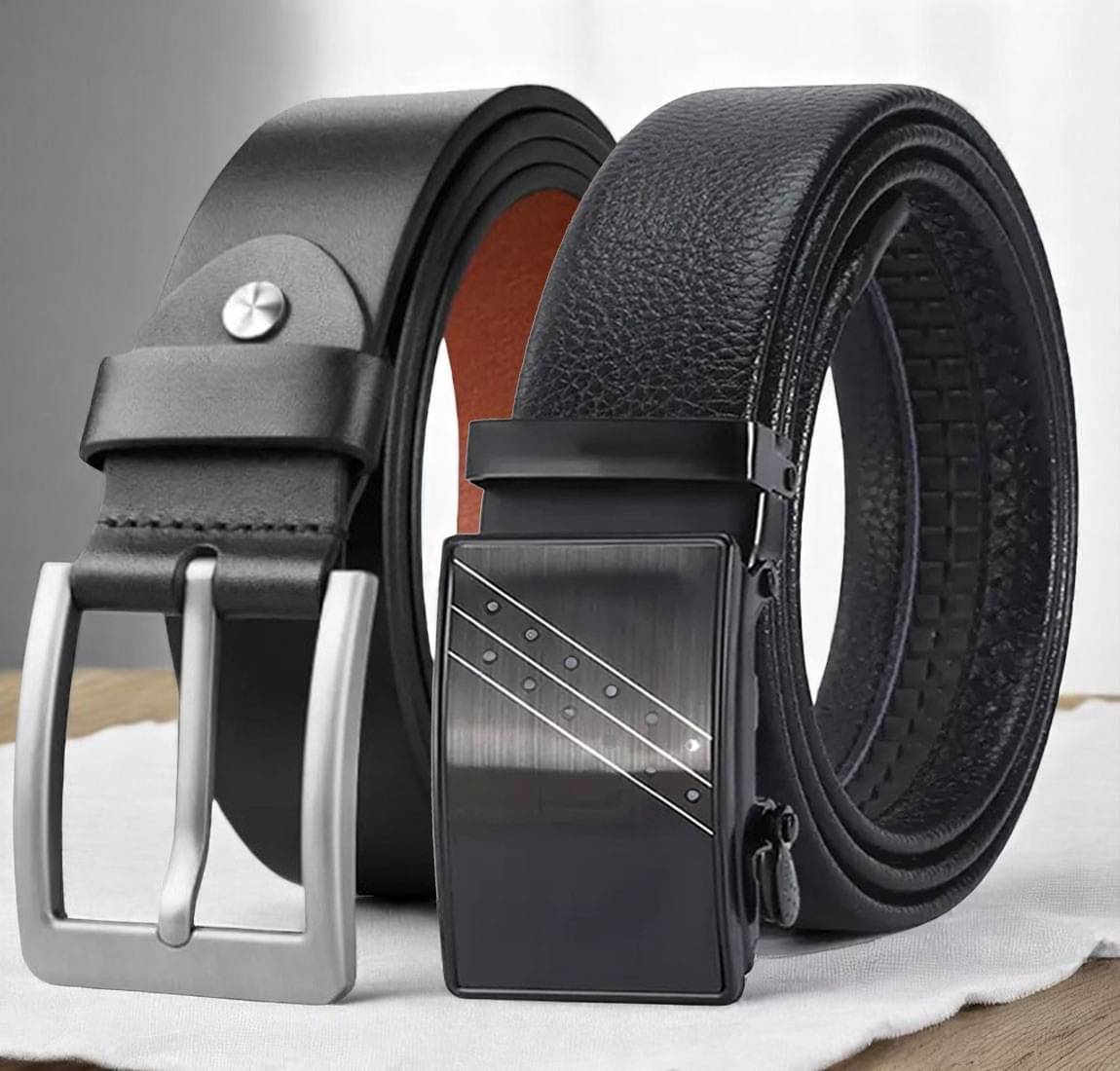 SUNSHOPPING - Black Leather Men's Formal Belt ( Pack of 2 )     			SUNSHOPPING - Black Leather Men's Formal Belt ( Pack of 2 )