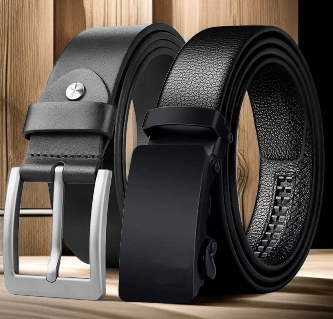 SUNSHOPPING - Black Leather Men's Formal Belt ( Pack of 2 )     			SUNSHOPPING - Black Leather Men's Formal Belt ( Pack of 2 )