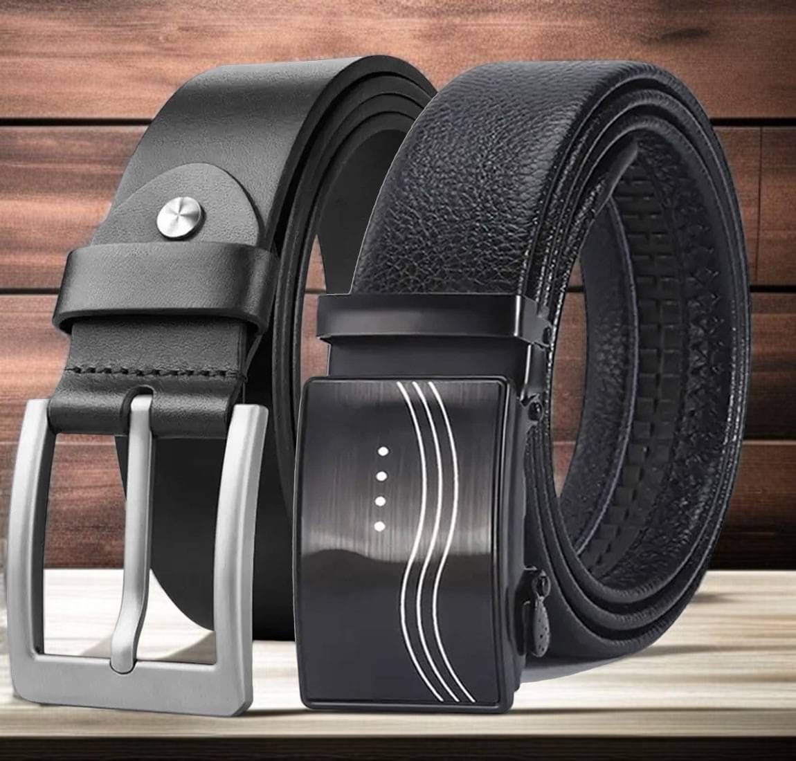 SUNSHOPPING - Black Leather Men's Formal Belt ( Pack of 2 )     			SUNSHOPPING - Black Leather Men's Formal Belt ( Pack of 2 )