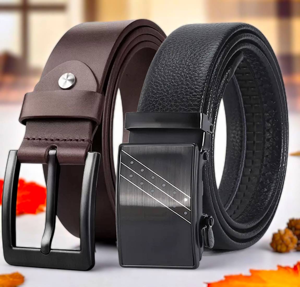 SUNSHOPPING - Multi Leather Men's Formal Belt ( Pack of 2 )     			SUNSHOPPING - Multi Leather Men's Formal Belt ( Pack of 2 )