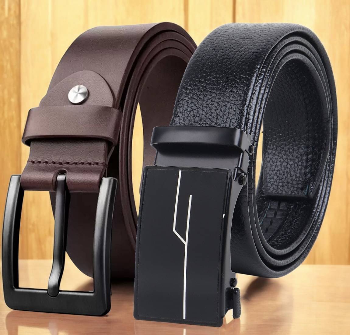 SUNSHOPPING - Multi Leather Men's Formal Belt ( Pack of 2 ) SUNSHOPPING - Multi Leather Men's Formal Belt ( Pack of 2 )