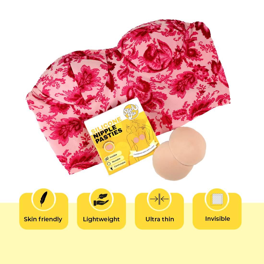 SlickFix Silicone Nipple Pasties – Reusable & Seamless Coverage (2 pairs)     			SlickFix Silicone Nipple Pasties – Reusable & Seamless Coverage (2 pairs)