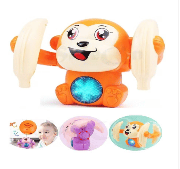 Toonkiz Dancing and Spinning Rolling Doll Tumble Monkey Toy Voice Control Banana Monkey with Musical Toy with Light and Sound Effects and Sensor Toonkiz Dancing and Spinning Rolling Doll Tumble Monkey Toy Voice Control Banana Monkey with Musical Toy with Light and Sound Effects and Sensor