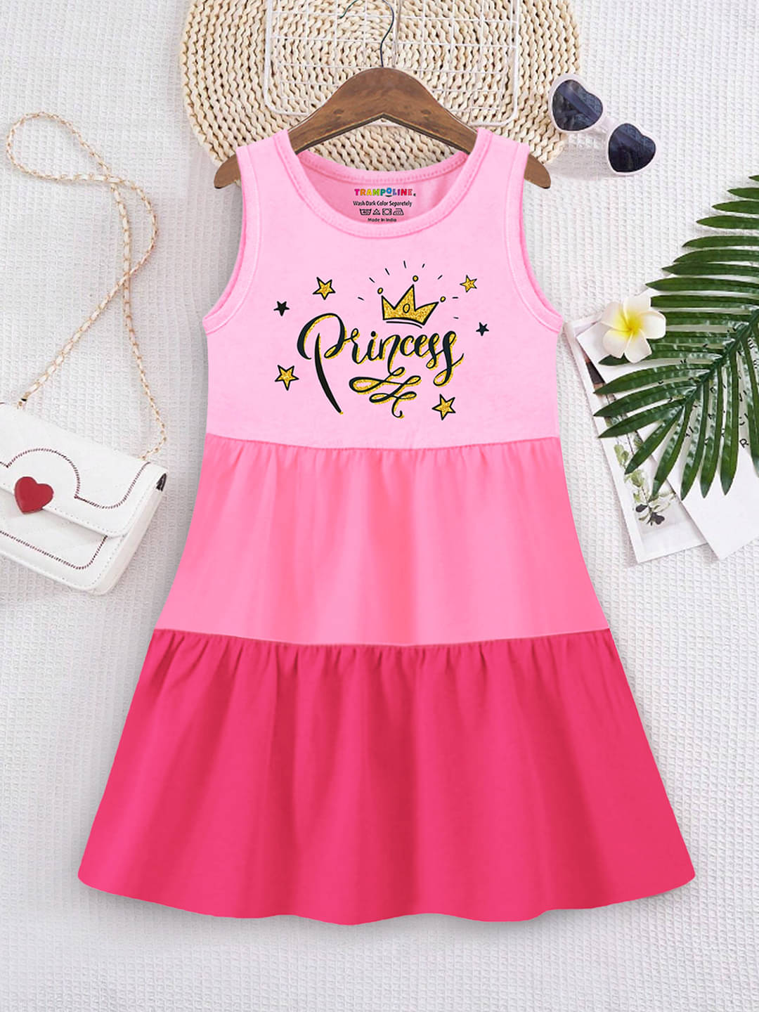 Trampoline Cotton Blend Dress For Girls ( Pack of 1 , Multicolor ) Trampoline Cotton Blend Dress For Girls ( Pack of 1 , Multicolor )