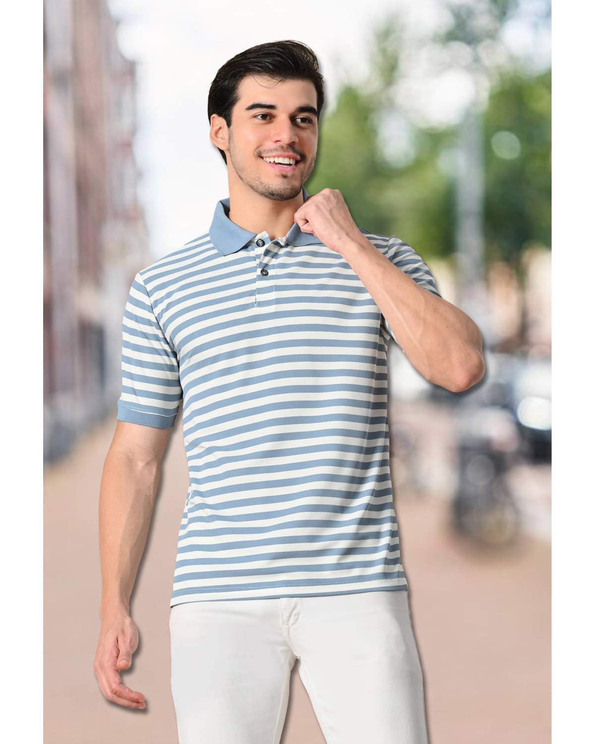 Unicus Apparel Men Cotton Relaxed Fit Striped Polo T Shirt ( Blue ) Unicus Apparel Men Cotton Relaxed Fit Striped Polo T Shirt ( Blue )