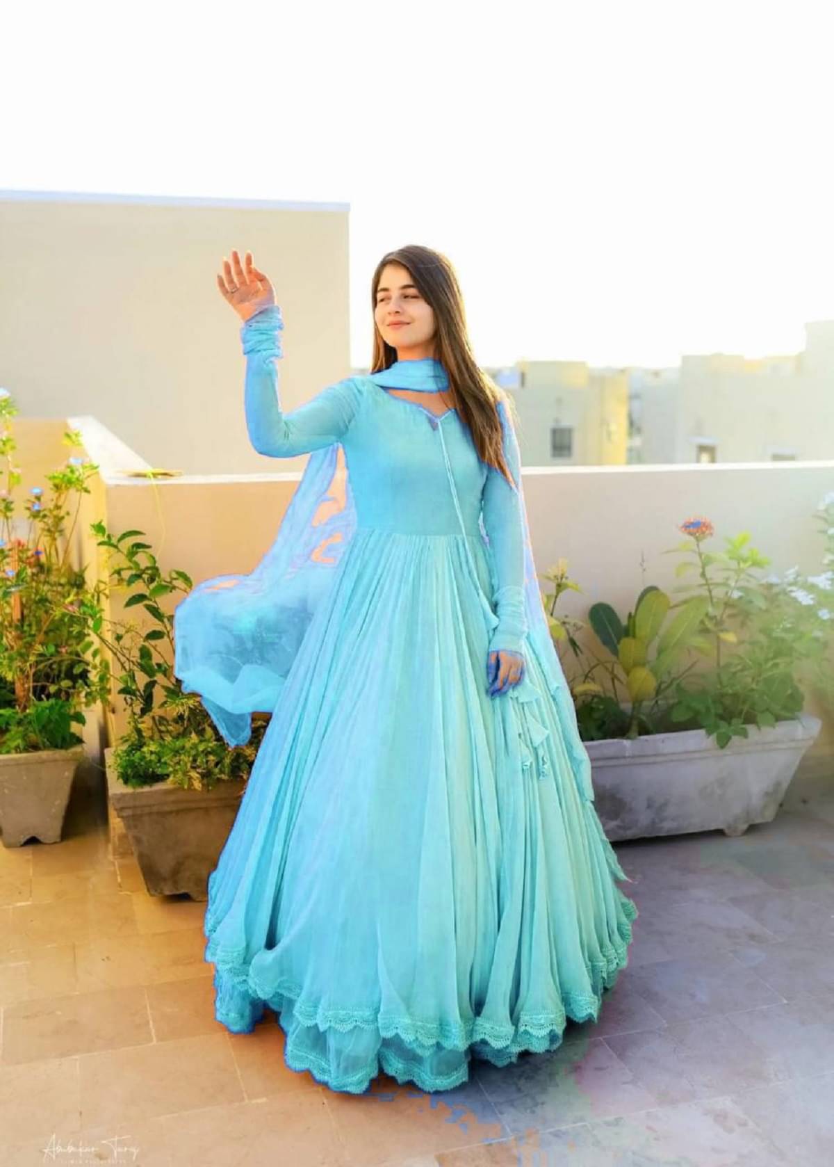 keshav fashion Women Georgette Flared Stitched Ethnic Gown ( Blue ) keshav fashion Women Georgette Flared Stitched Ethnic Gown ( Blue )