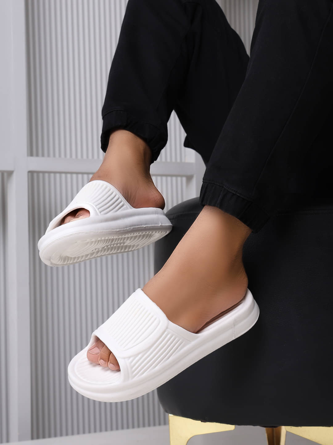     			lyvi Off White Men's Slide Flip Flop