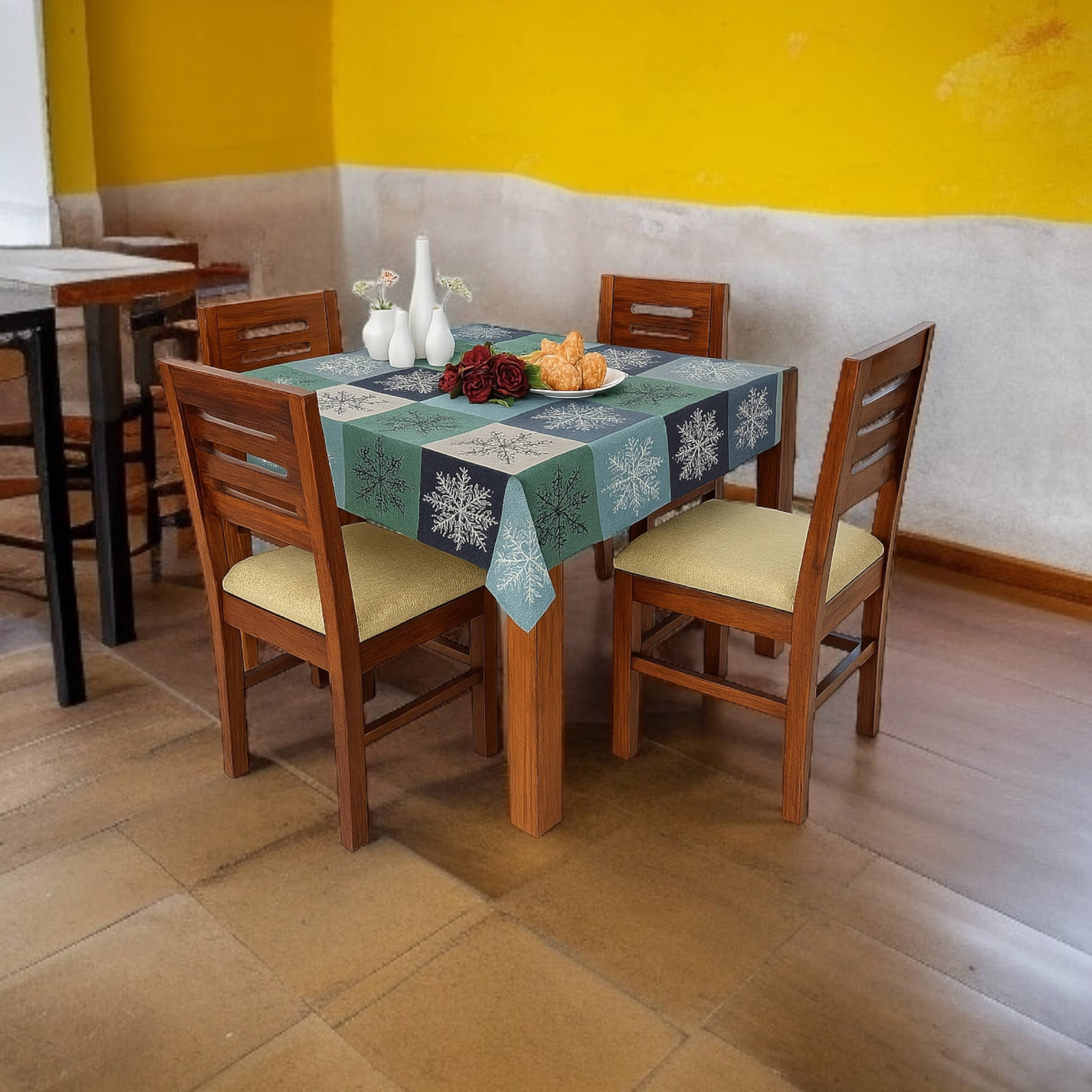    			mopak decor Printed Polyester 2 Seater Rectangle Table Cover ( 137 x 101 ) cm Pack of 1 Blue