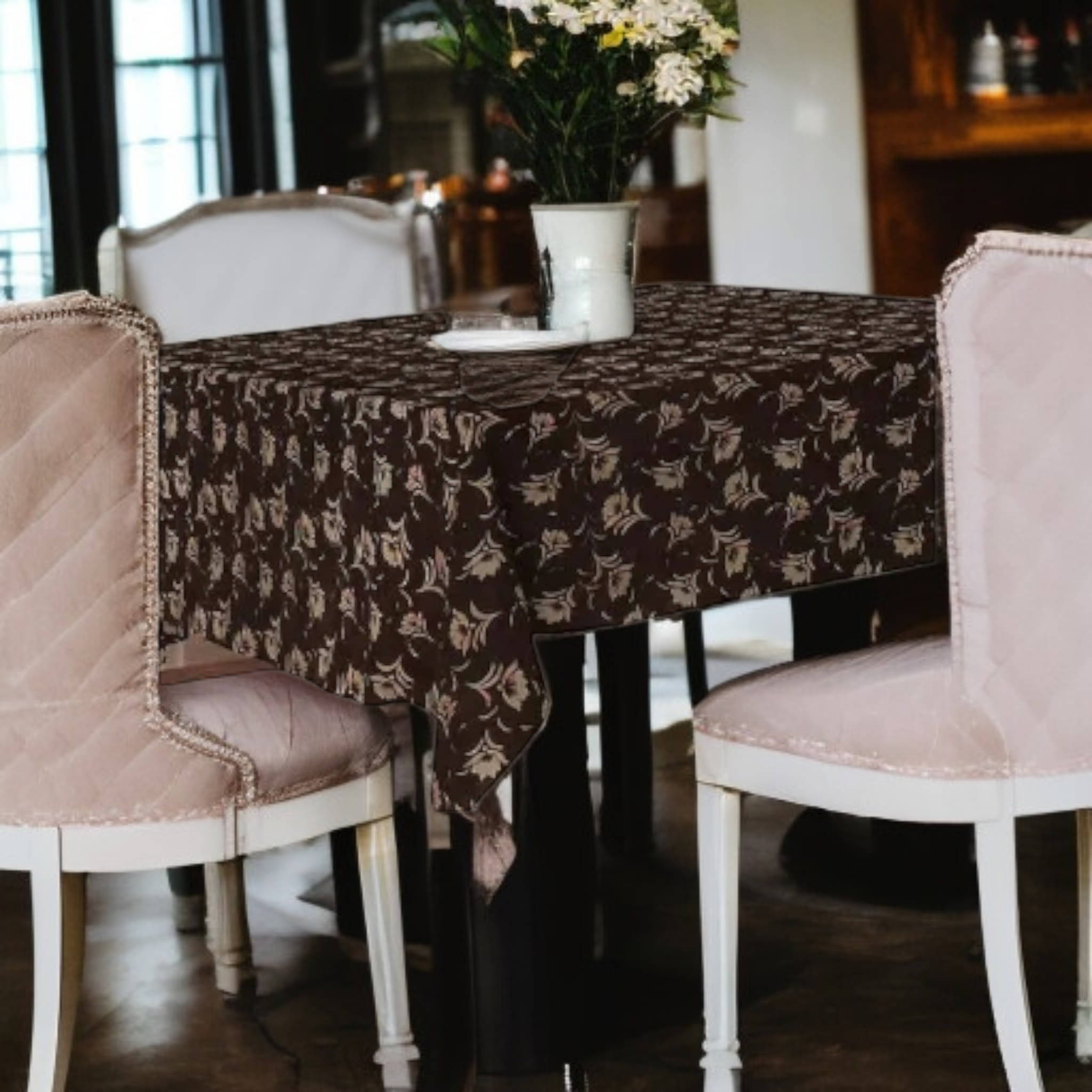 mopak decor Printed Polyester 2 Seater Rectangle Table Cover ( 137 x 101 ) cm Pack of 1 Brown mopak decor Printed Polyester 2 Seater Rectangle Table Cover ( 137 x 101 ) cm Pack of 1 Brown