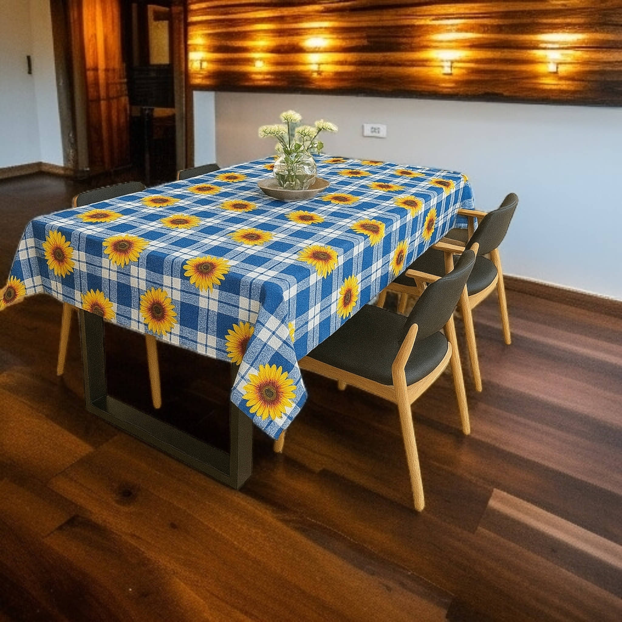     			mopak decor Printed Polyester 4 Seater Rectangle Table Cover ( 137 x 101 ) cm Pack of 1 Blue