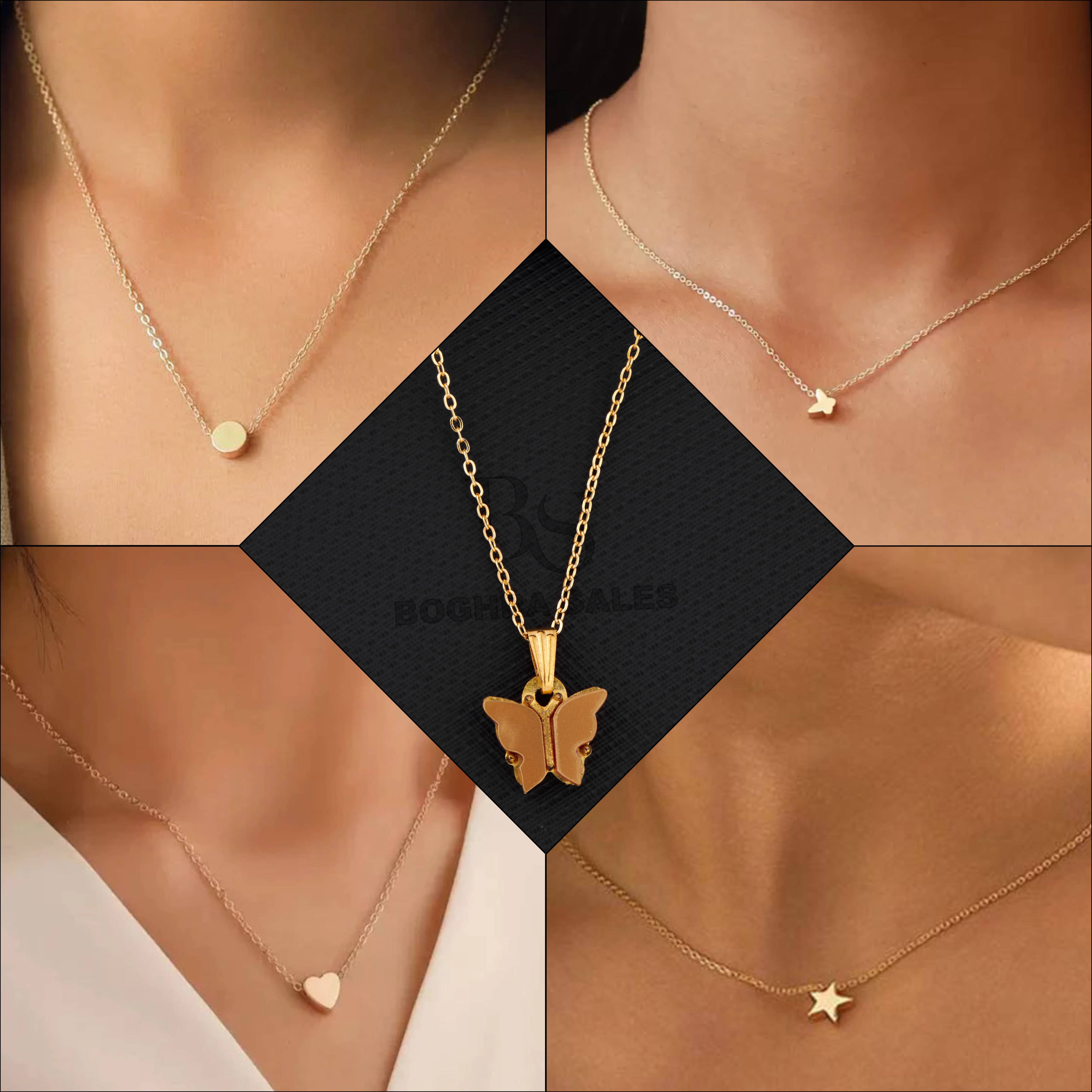 BOGHRA SALES Gold Pendant set ( Pack of 5 )     			BOGHRA SALES Gold Pendant set ( Pack of 5 )
