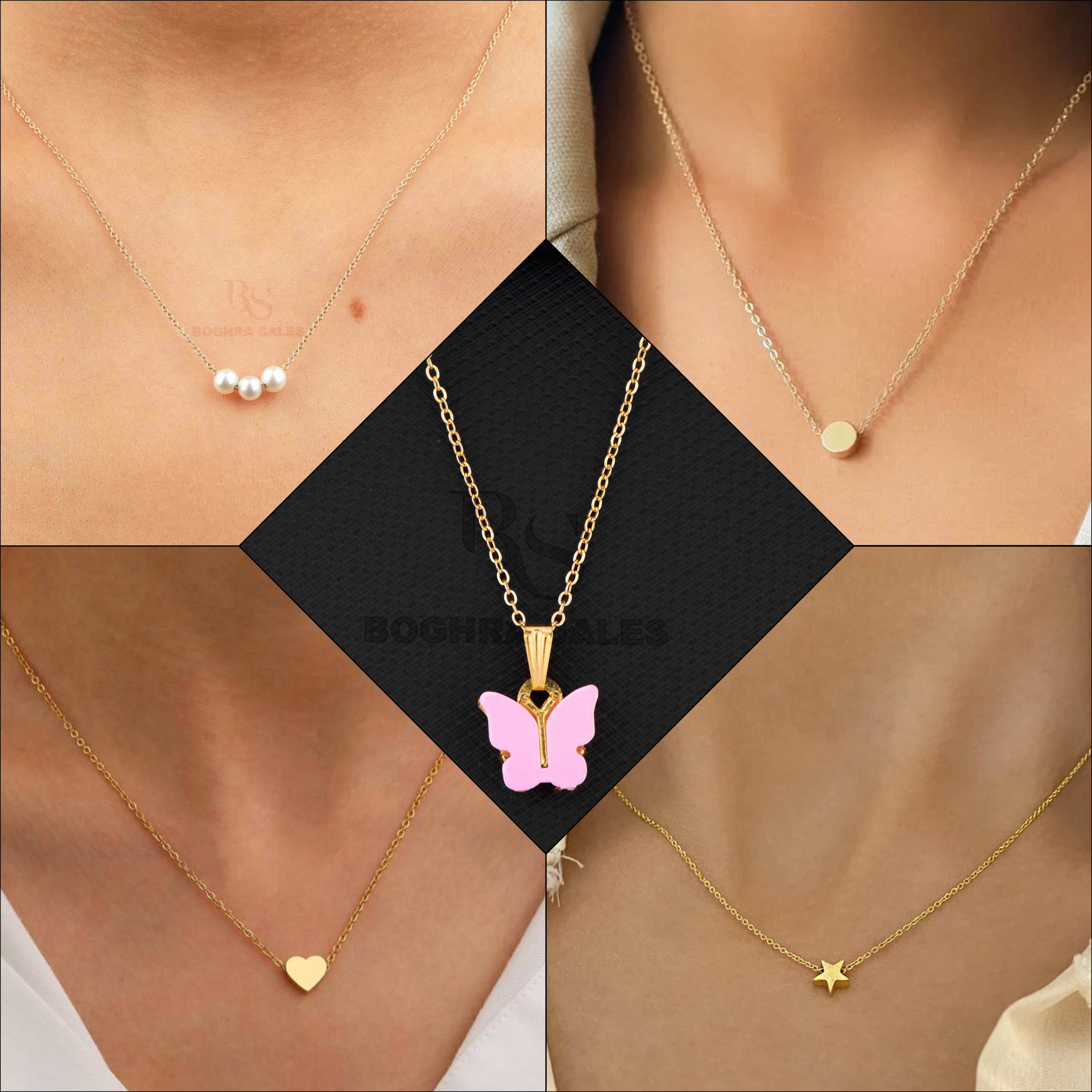 BOGHRA SALES Gold Pendant set ( Pack of 5 ) BOGHRA SALES Gold Pendant set ( Pack of 5 )