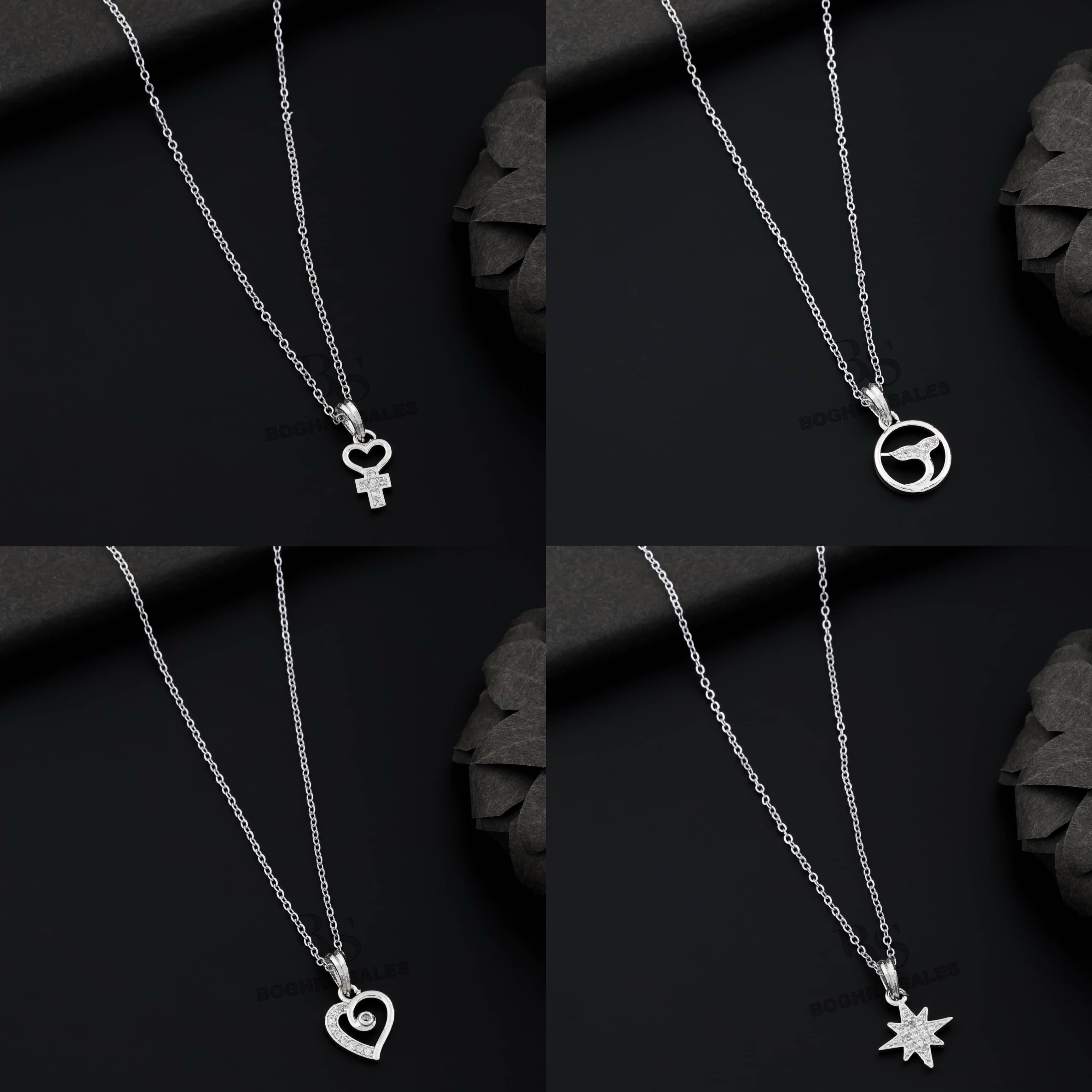 BOGHRA SALES Silver Pendant set ( Pack of 4 )     			BOGHRA SALES Silver Pendant set ( Pack of 4 )