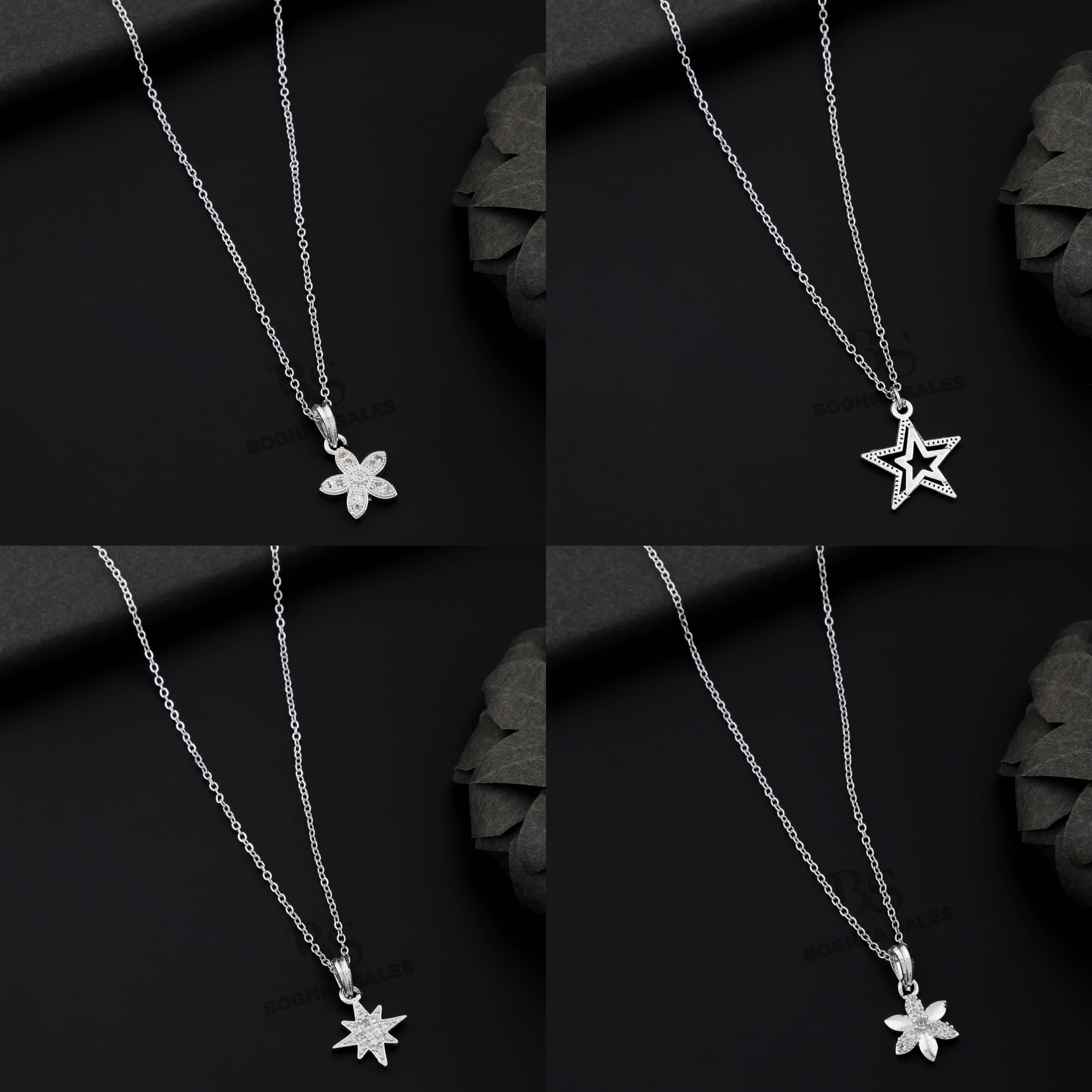     			BOGHRA SALES Silver Pendant set ( Pack of 4 )