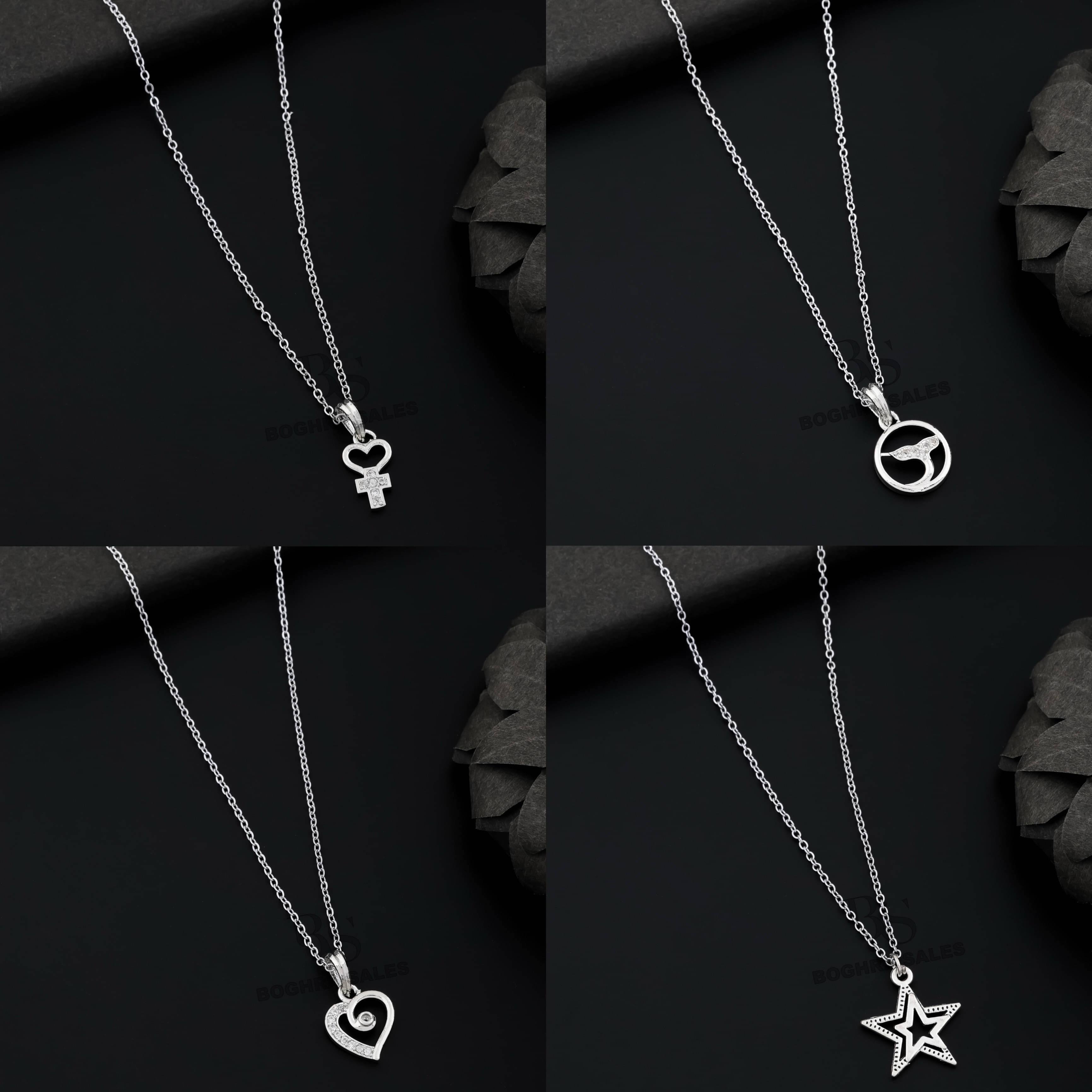     			BOGHRA SALES Silver Pendant set ( Pack of 4 )