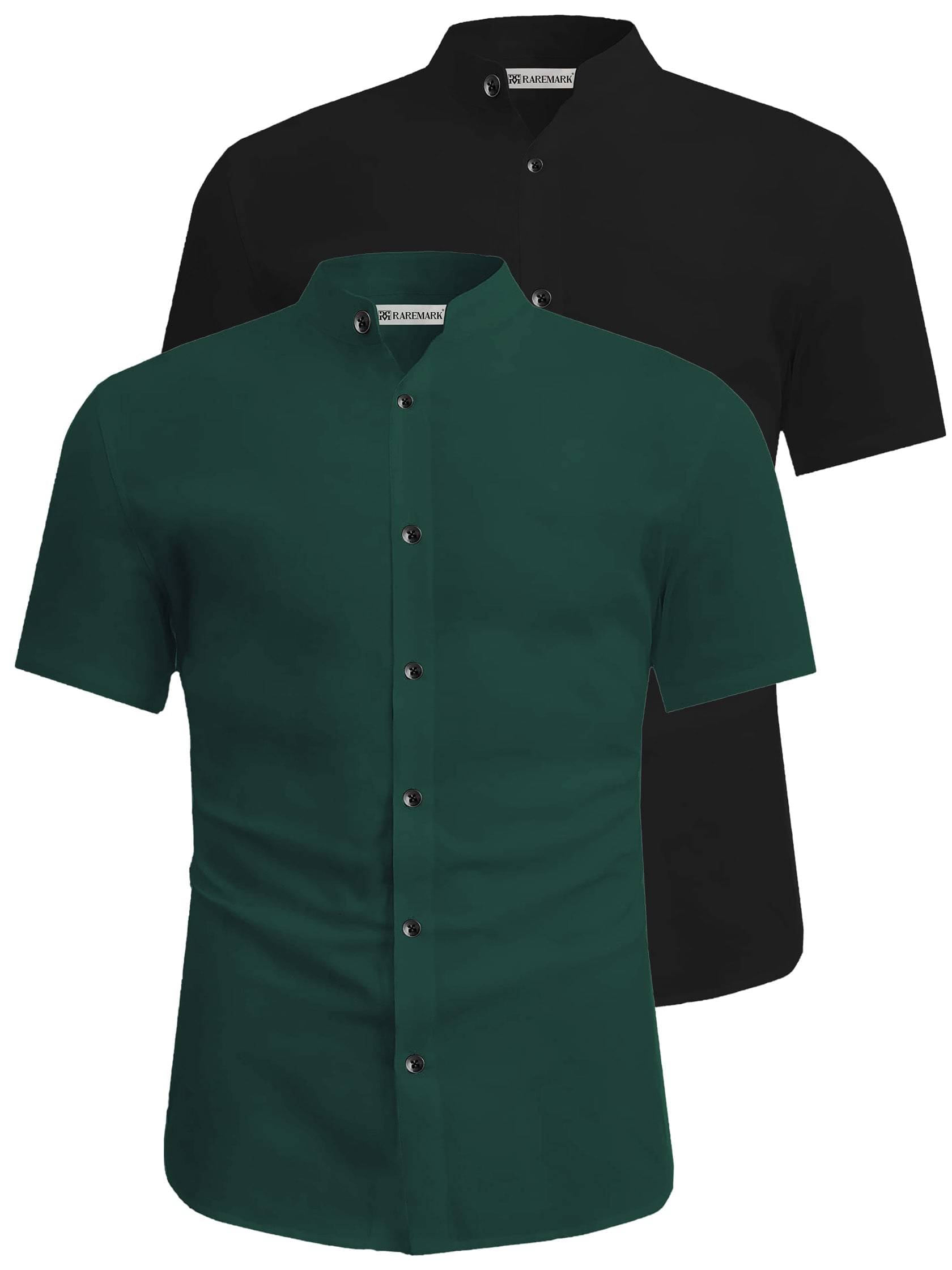     			RAREMARK Cotton Blend Slim Fit Solids Half Sleeves Men's Casual Shirt - Green ( Pack of 2 )