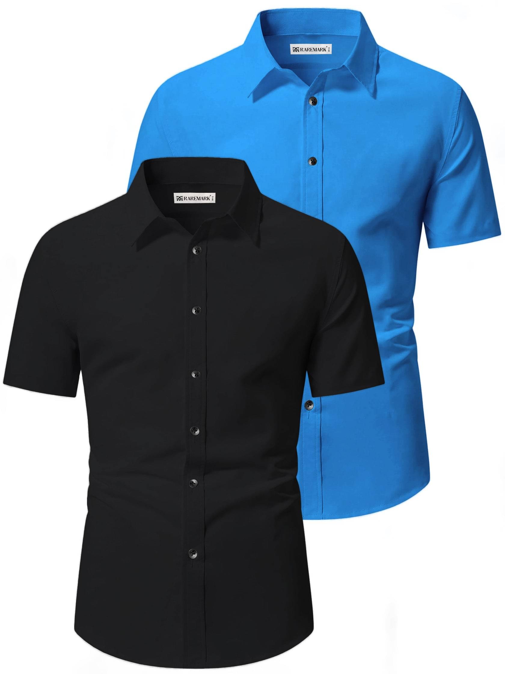    			RAREMARK Cotton Blend Slim Fit Solids Half Sleeves Men's Casual Shirt - Turquoise ( Pack of 2 )