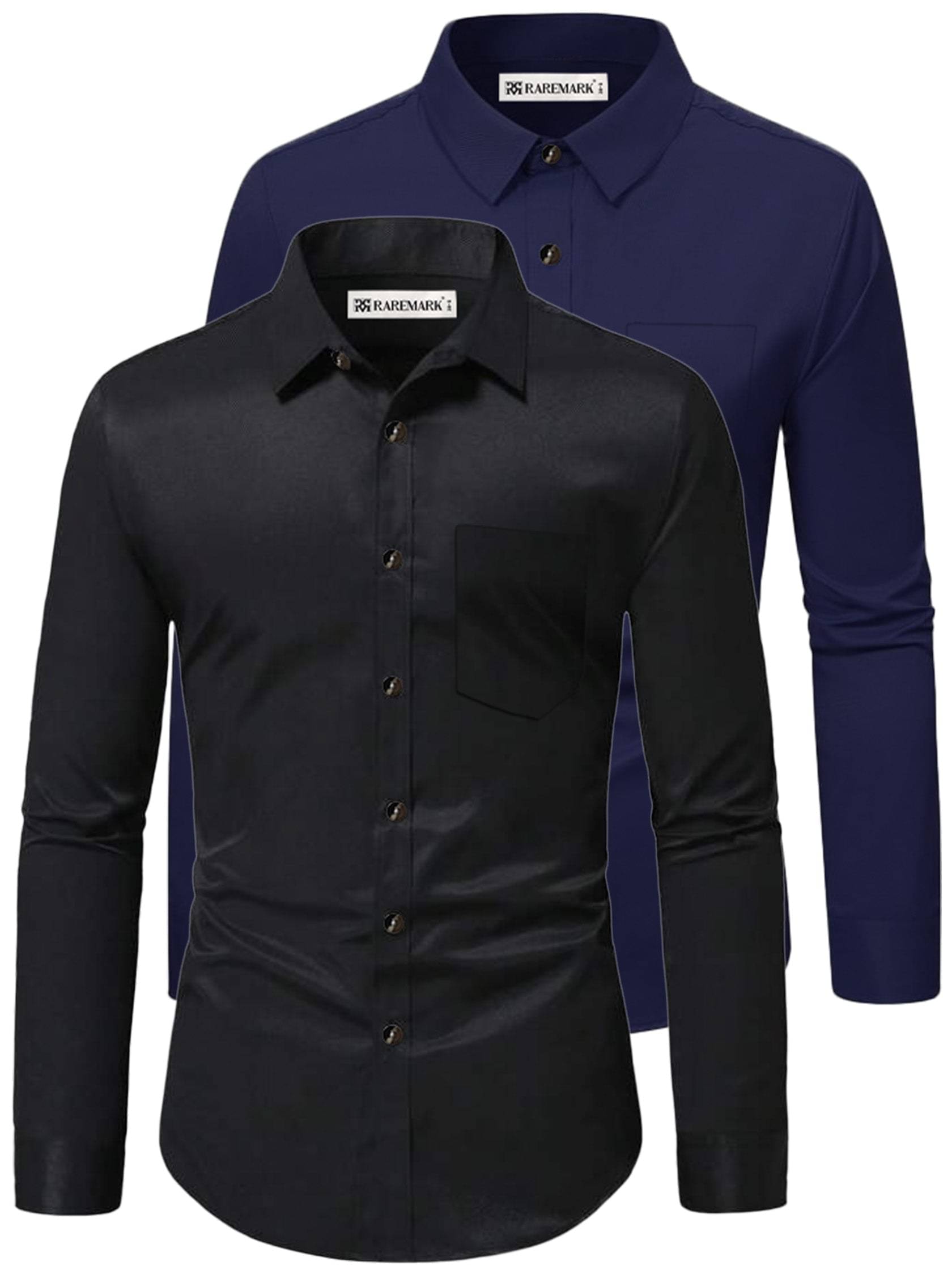 RAREMARK Cotton Blend Slim Fit Solids Full Sleeves Men's Casual Shirt - Navy Blue ( Pack of 2 ) RAREMARK Cotton Blend Slim Fit Solids Full Sleeves Men's Casual Shirt - Navy Blue ( Pack of 2 )