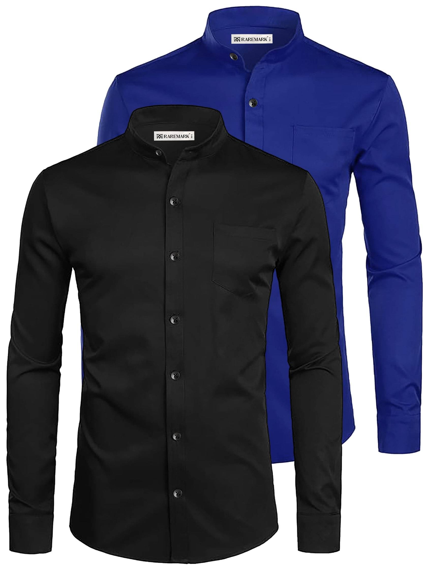 RAREMARK Cotton Blend Slim Fit Solids Full Sleeves Men's Casual Shirt - Dark Blue ( Pack of 2 ) RAREMARK Cotton Blend Slim Fit Solids Full Sleeves Men's Casual Shirt - Dark Blue ( Pack of 2 )