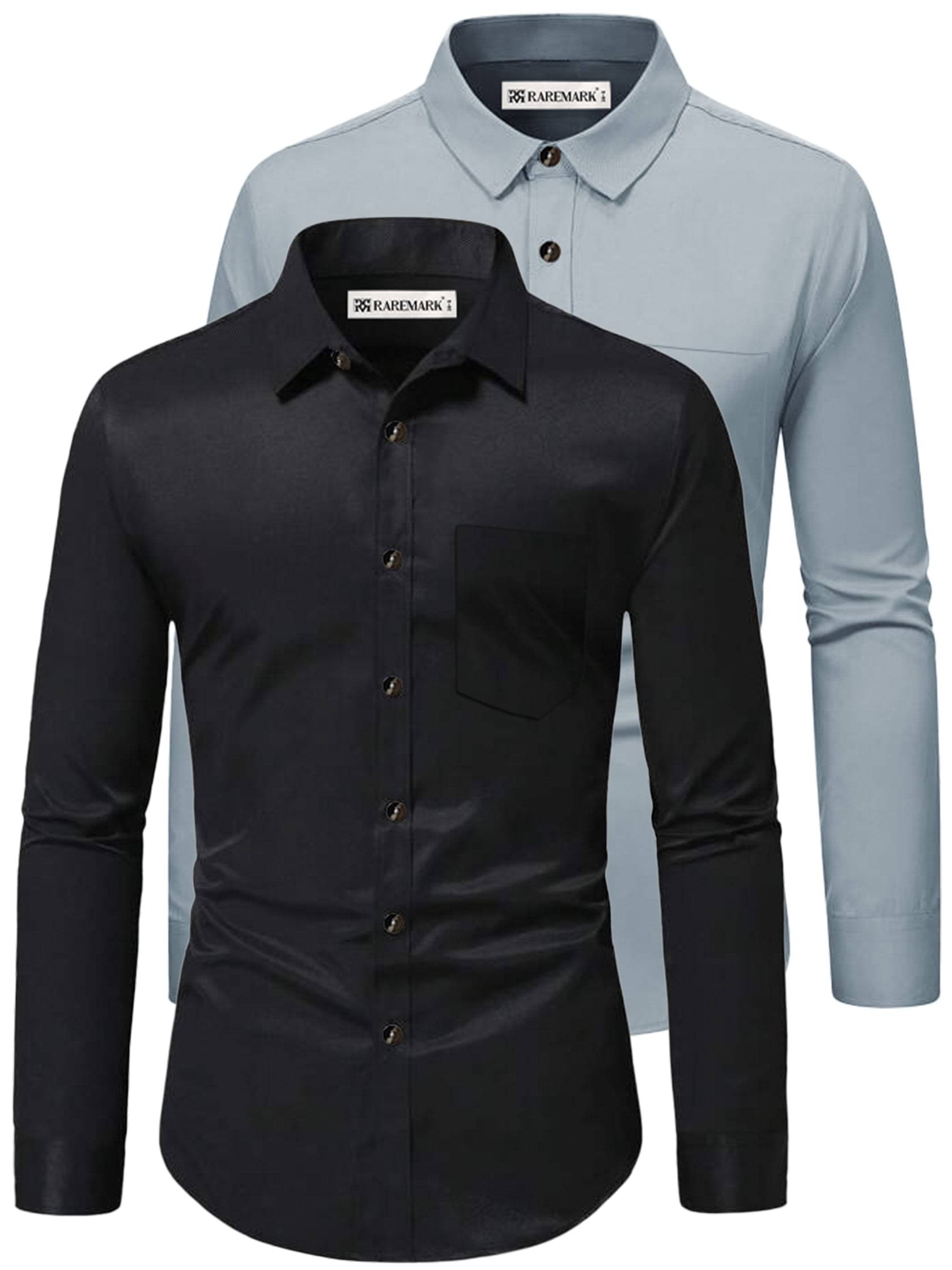     			RAREMARK Cotton Blend Slim Fit Solids Full Sleeves Men's Casual Shirt - Grey ( Pack of 2 )