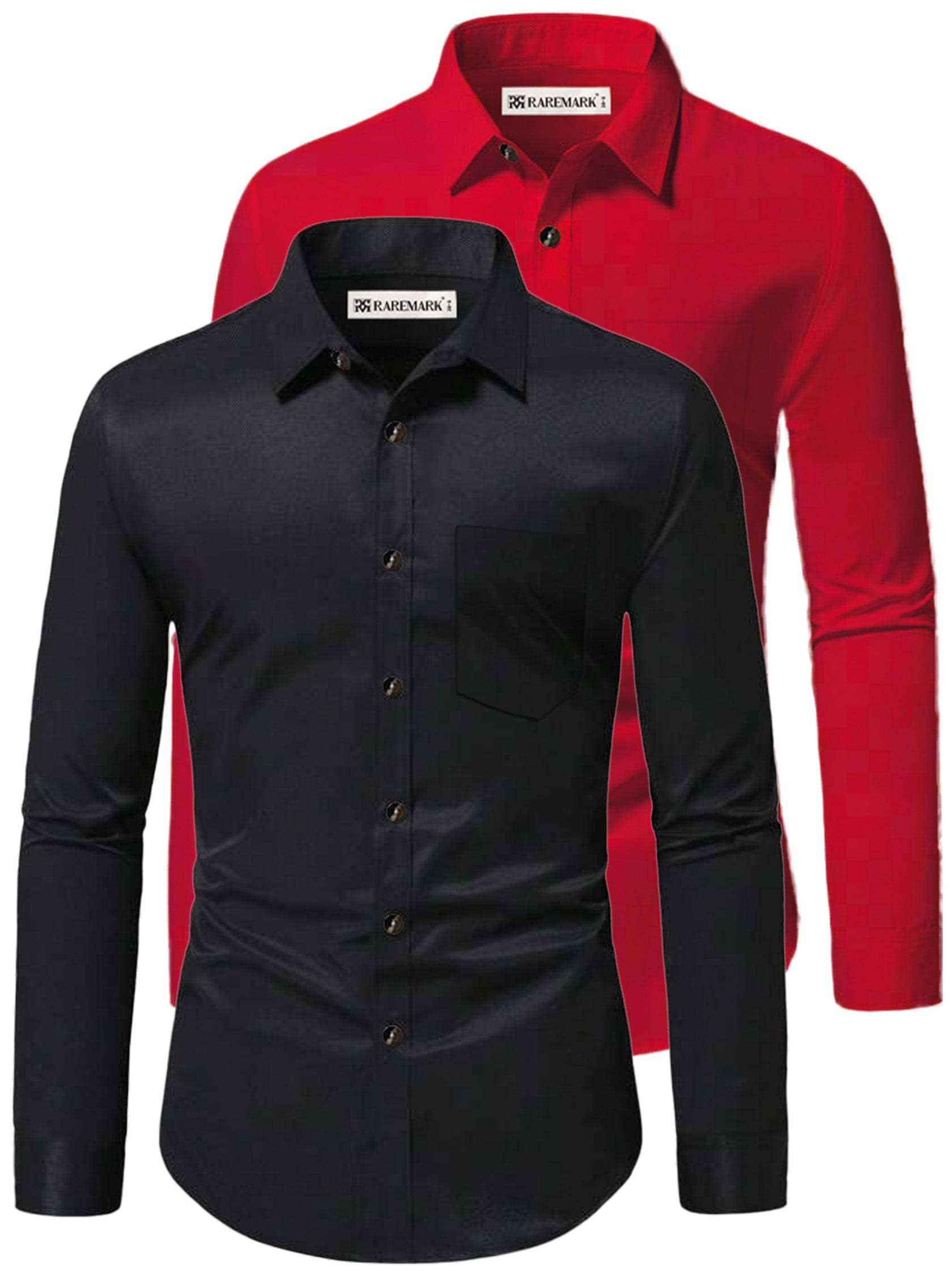 RAREMARK Cotton Blend Slim Fit Solids Full Sleeves Men's Casual Shirt - Red ( Pack of 2 ) RAREMARK Cotton Blend Slim Fit Solids Full Sleeves Men's Casual Shirt - Red ( Pack of 2 )