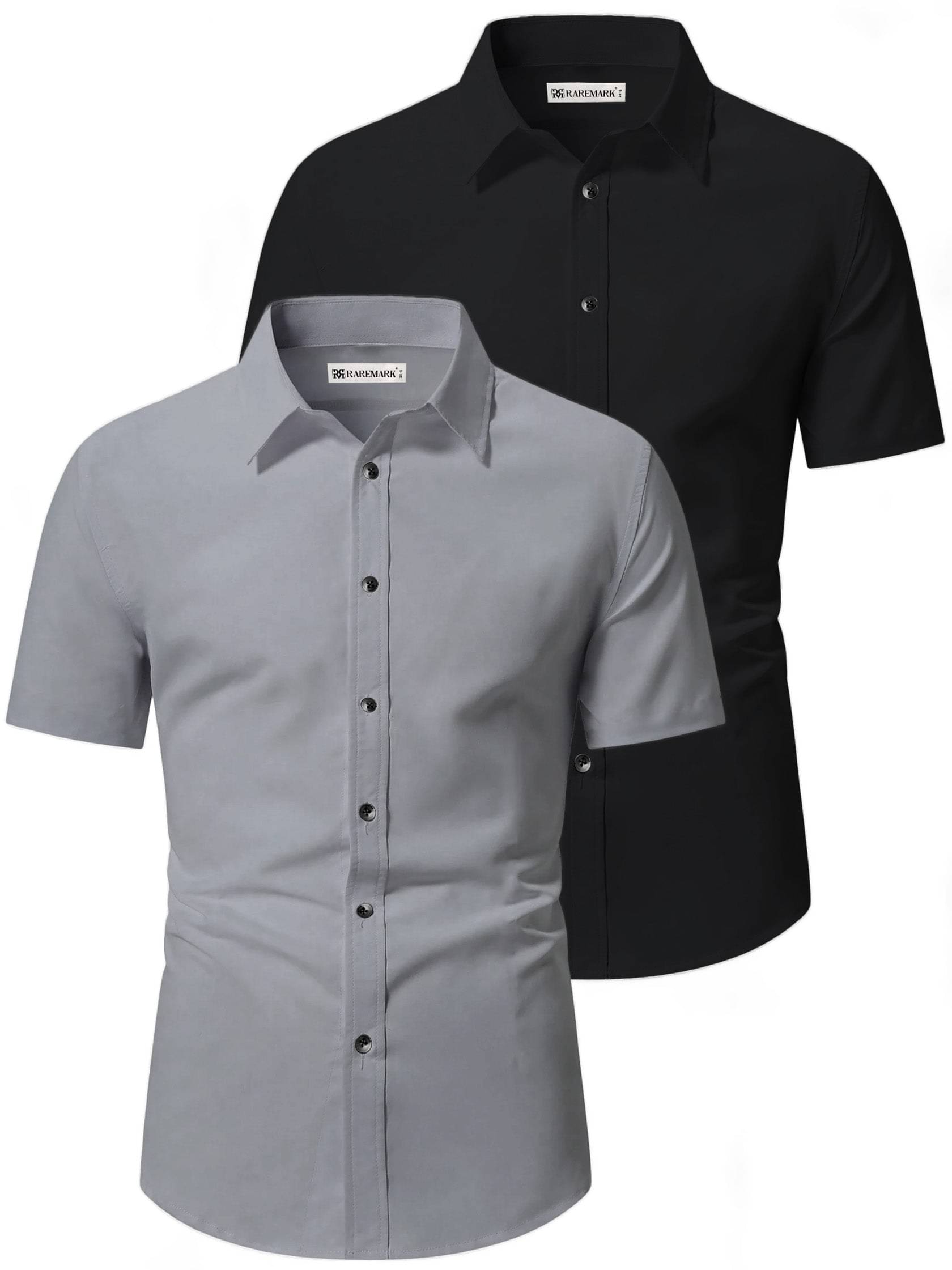 RAREMARK Cotton Blend Slim Fit Solids Half Sleeves Men's Casual Shirt - Grey ( Pack of 2 ) RAREMARK Cotton Blend Slim Fit Solids Half Sleeves Men's Casual Shirt - Grey ( Pack of 2 )
