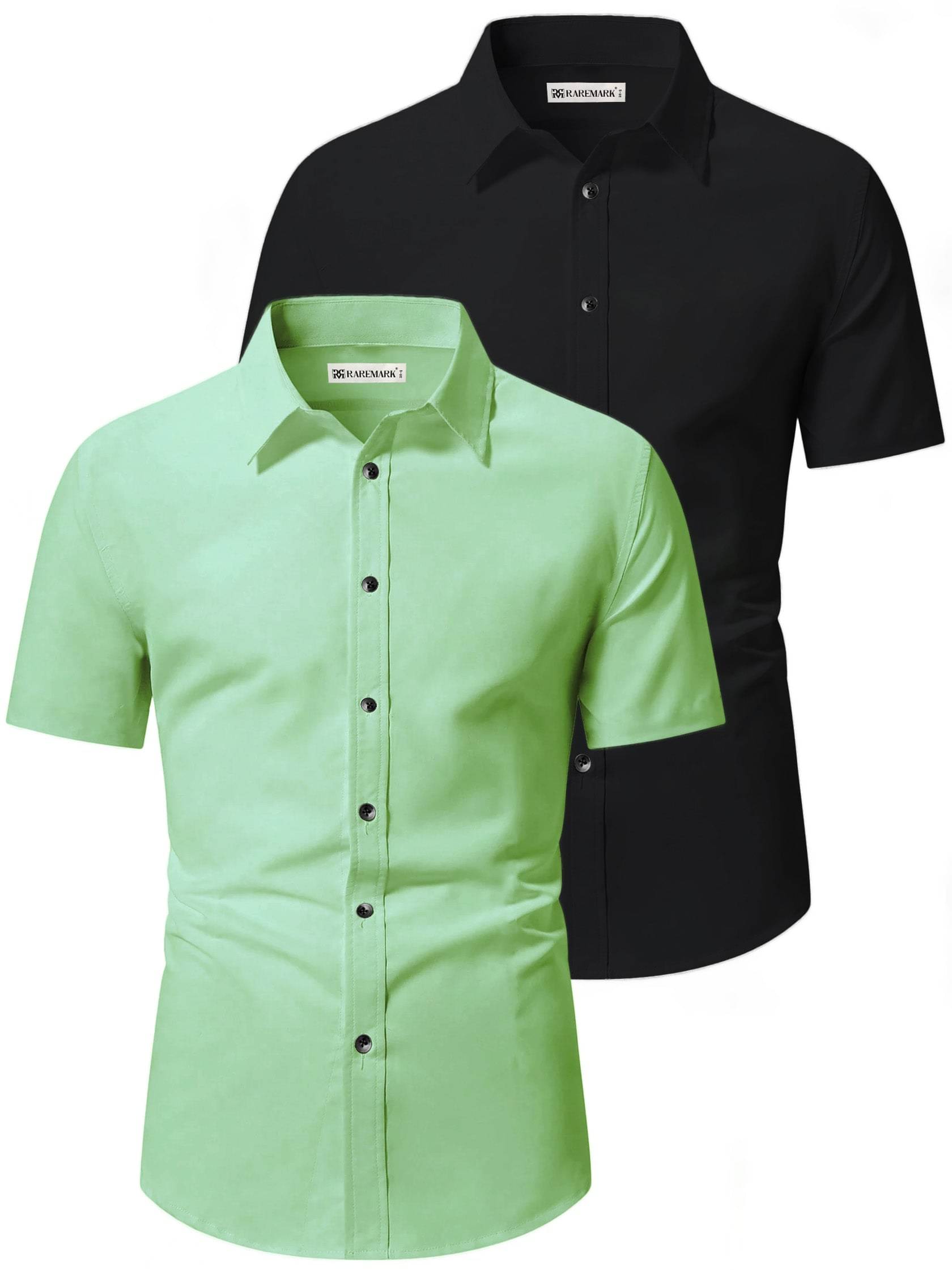     			RAREMARK Cotton Blend Slim Fit Solids Half Sleeves Men's Casual Shirt - Sea Green ( Pack of 2 )