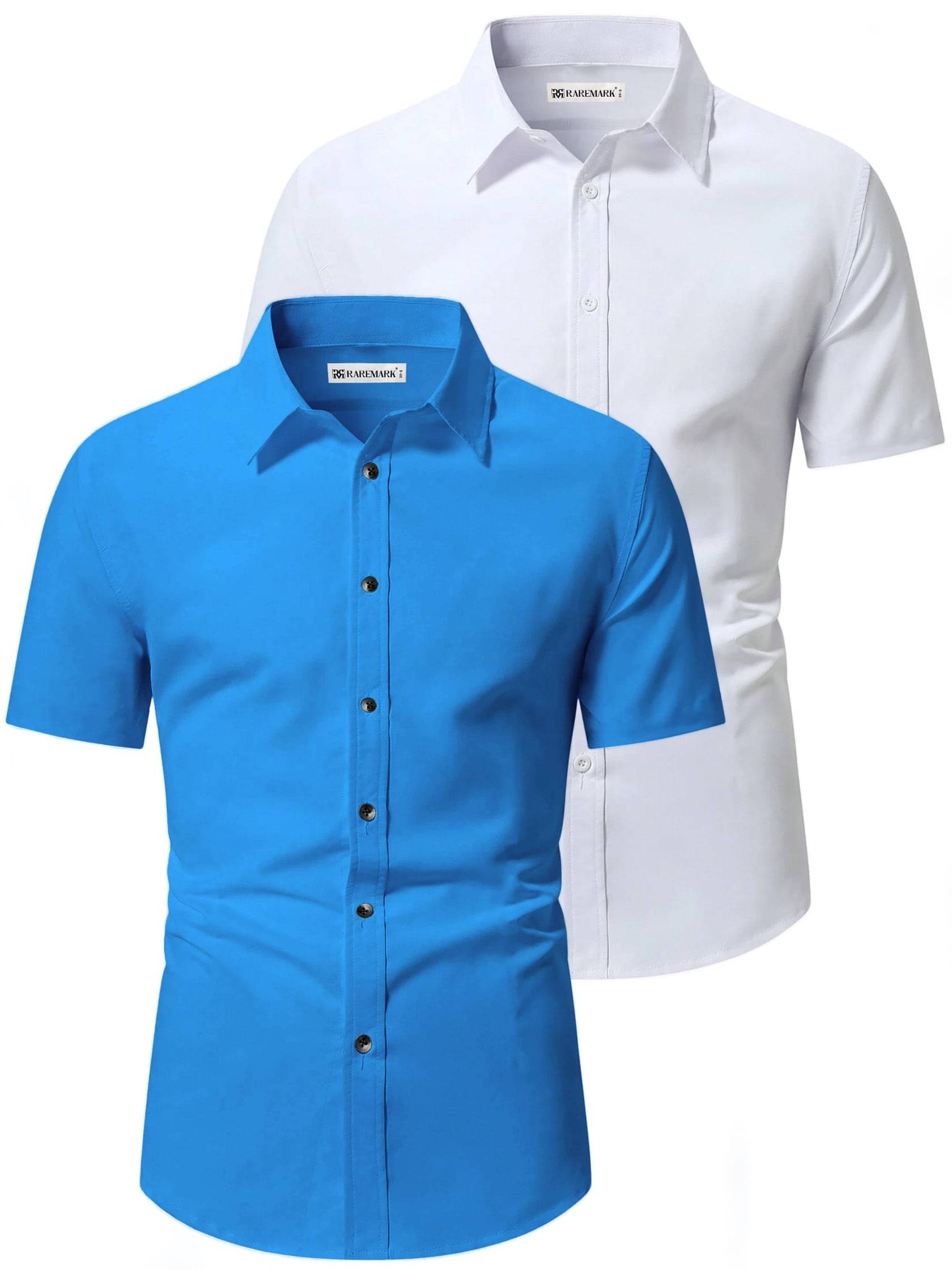     			RAREMARK Cotton Blend Slim Fit Solids Half Sleeves Men's Casual Shirt - Turquoise ( Pack of 2 )